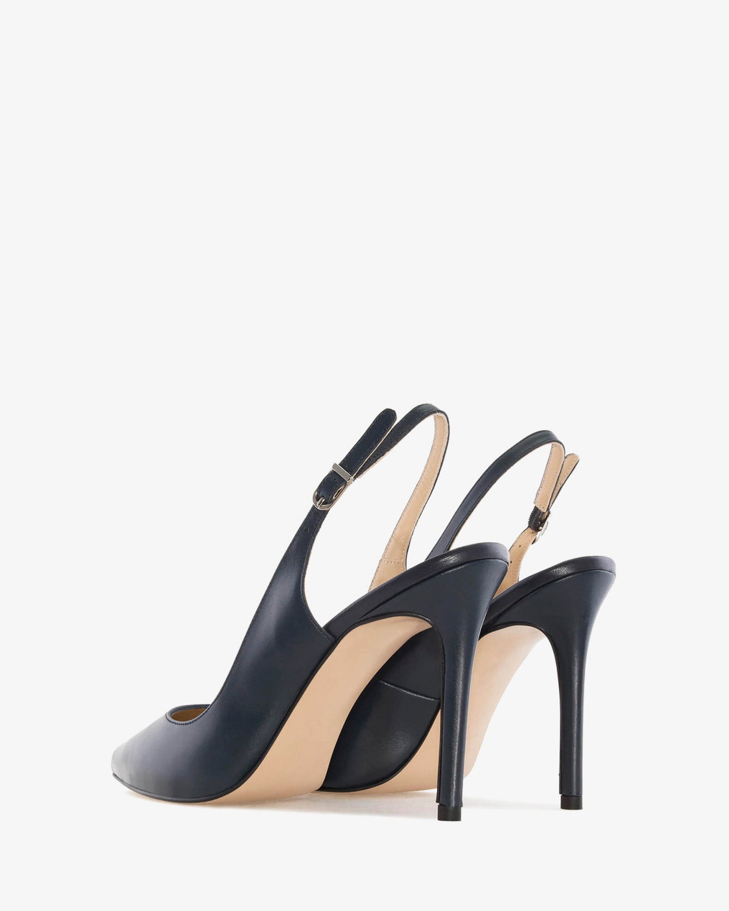 Fine toe slingback shoes in navy leather