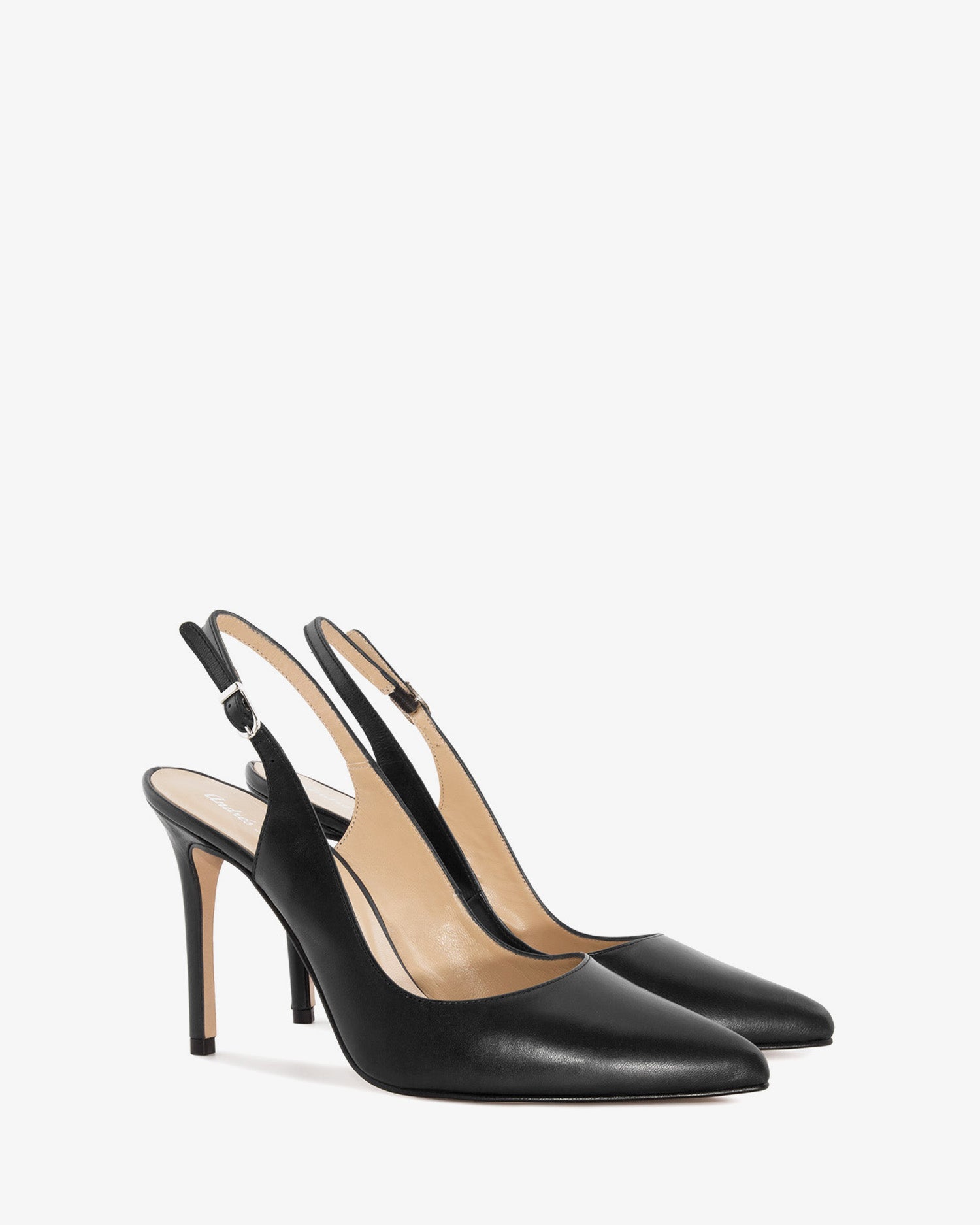 Damensandalette aus schwarzem leder mit dünner spitze - made in spain-
