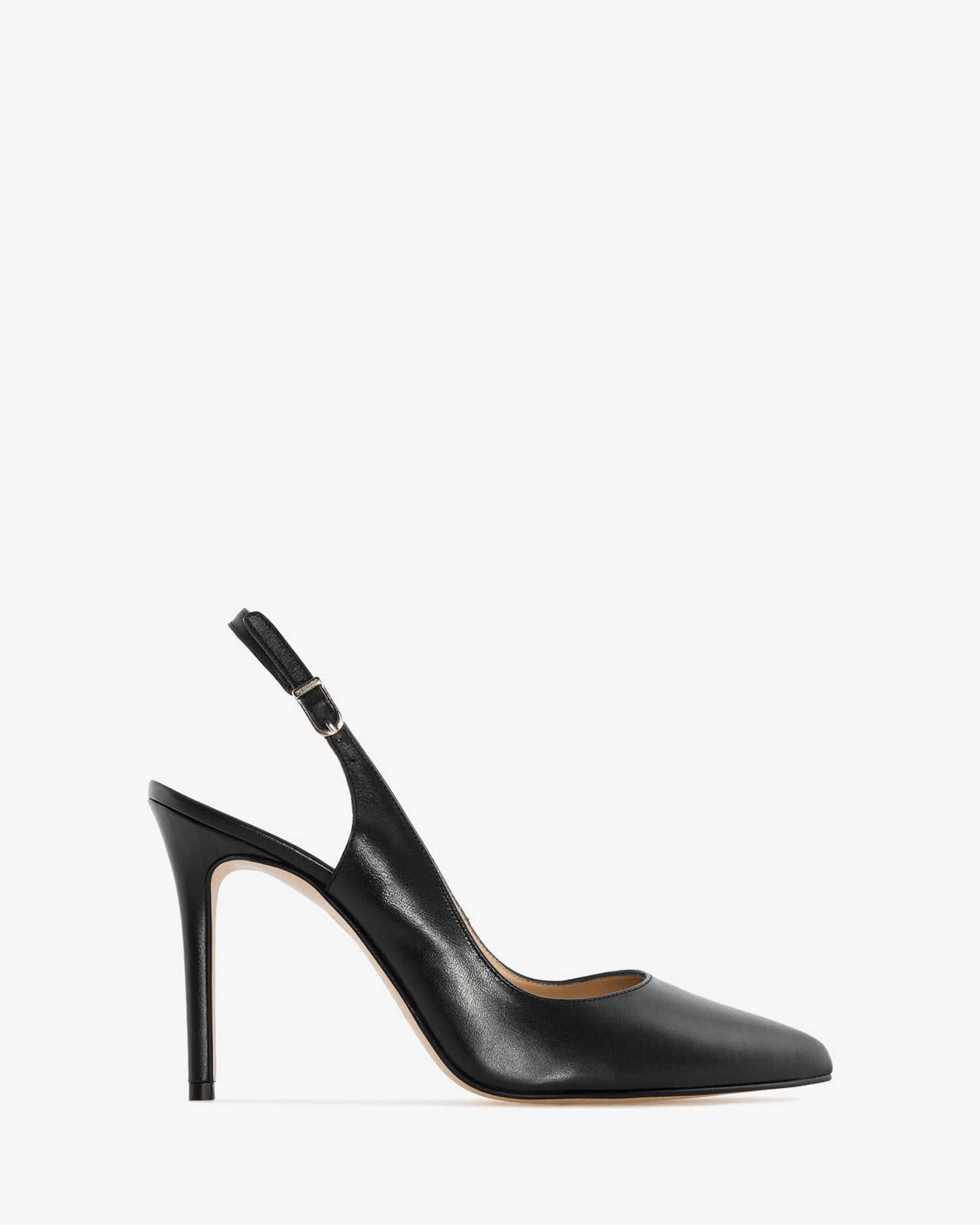 Damensandalette aus schwarzem leder mit dünner spitze - made in spain-
