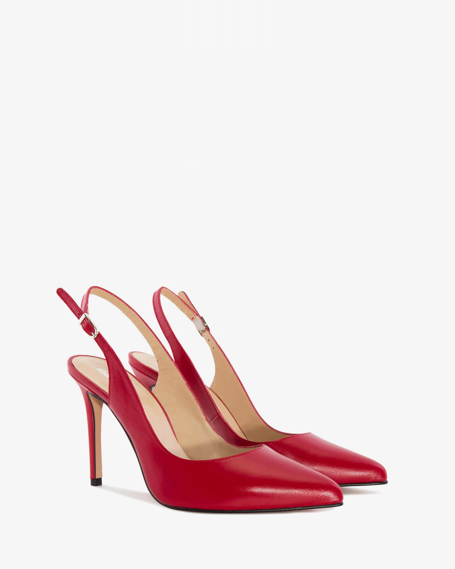 Damensandalette aus rotem leder mit dünner spitze - made in spain-