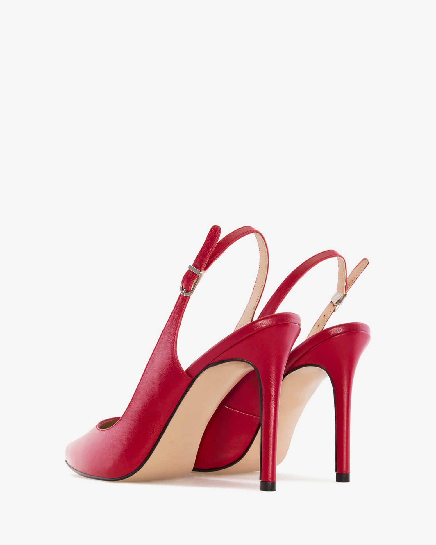 Damensandalette aus rotem leder mit dünner spitze - made in spain-