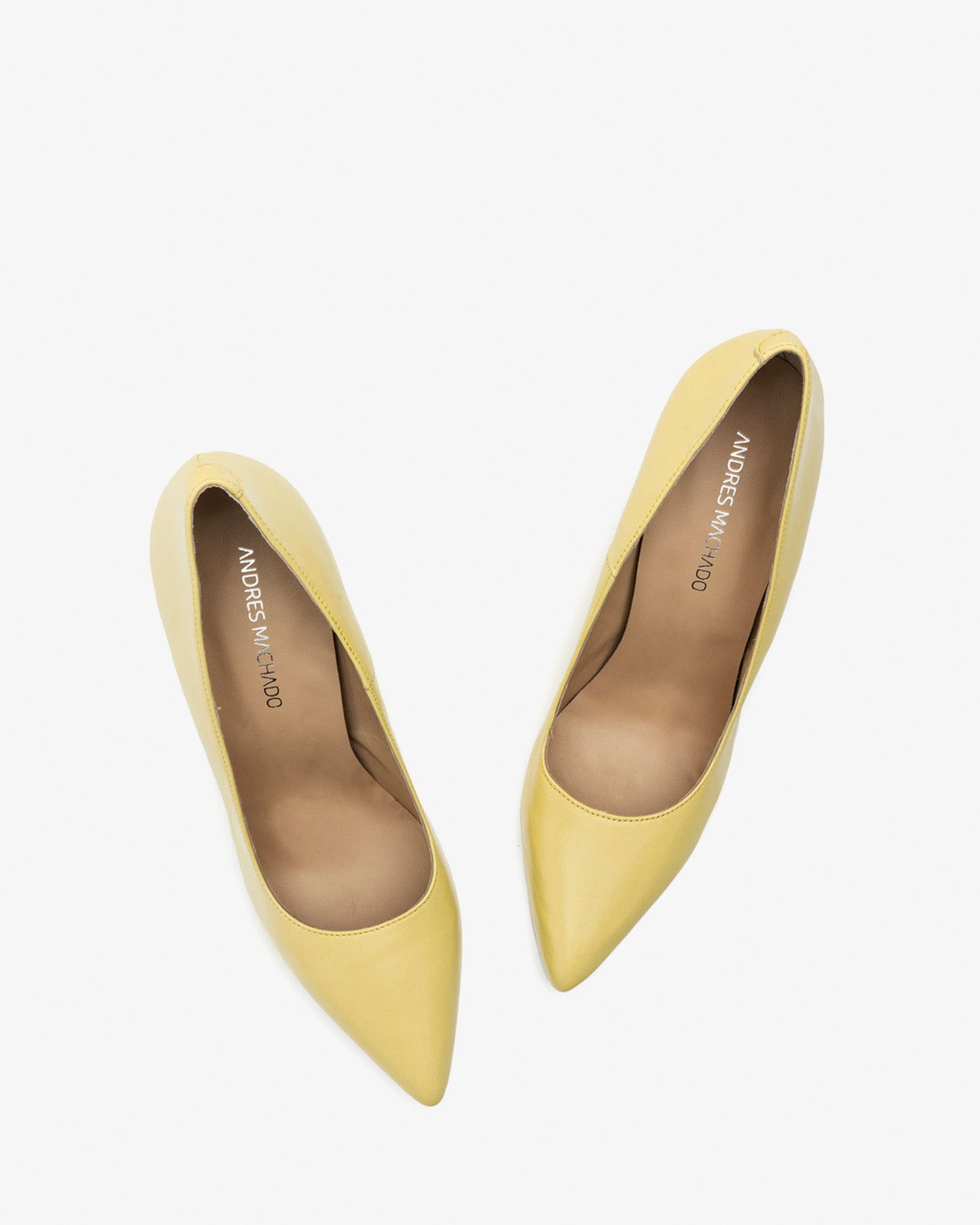 Sapato de salto em pele amarelo