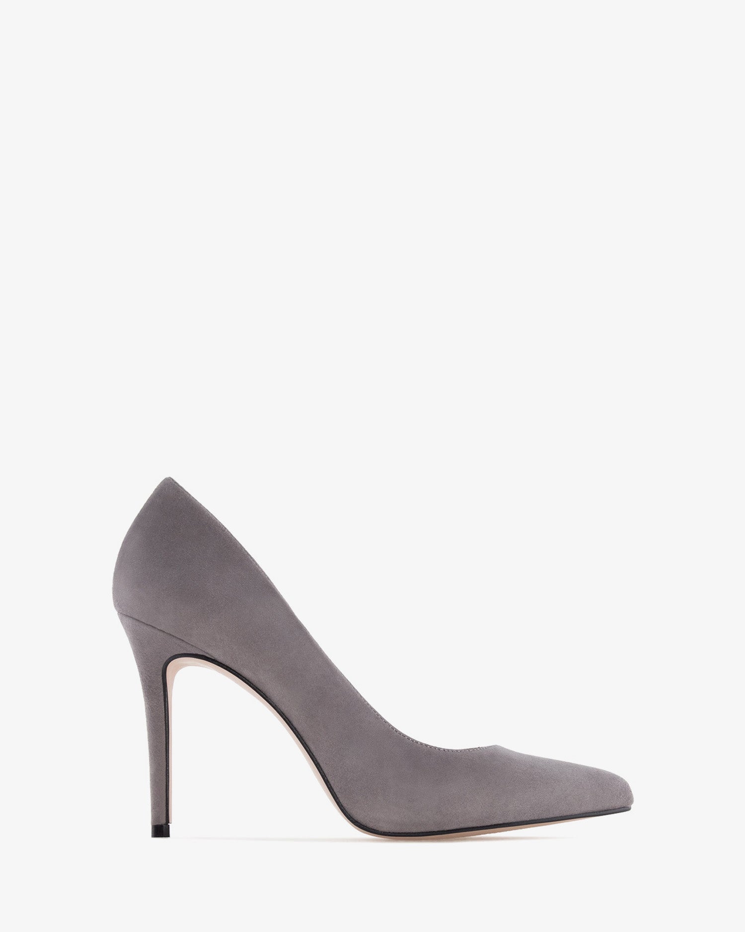 Scarpa con tacco in camoscio grigio