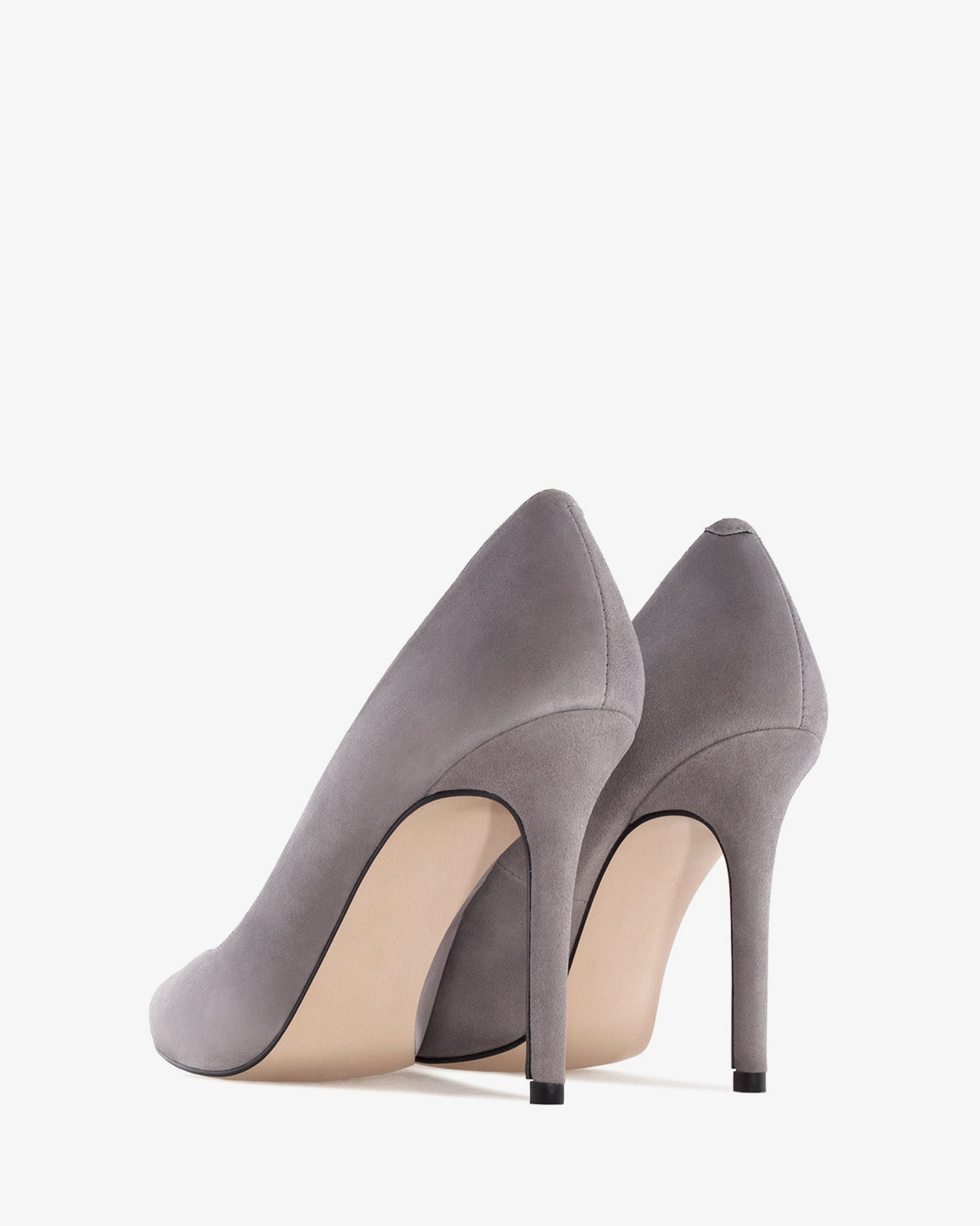 Scarpa con tacco in camoscio grigio