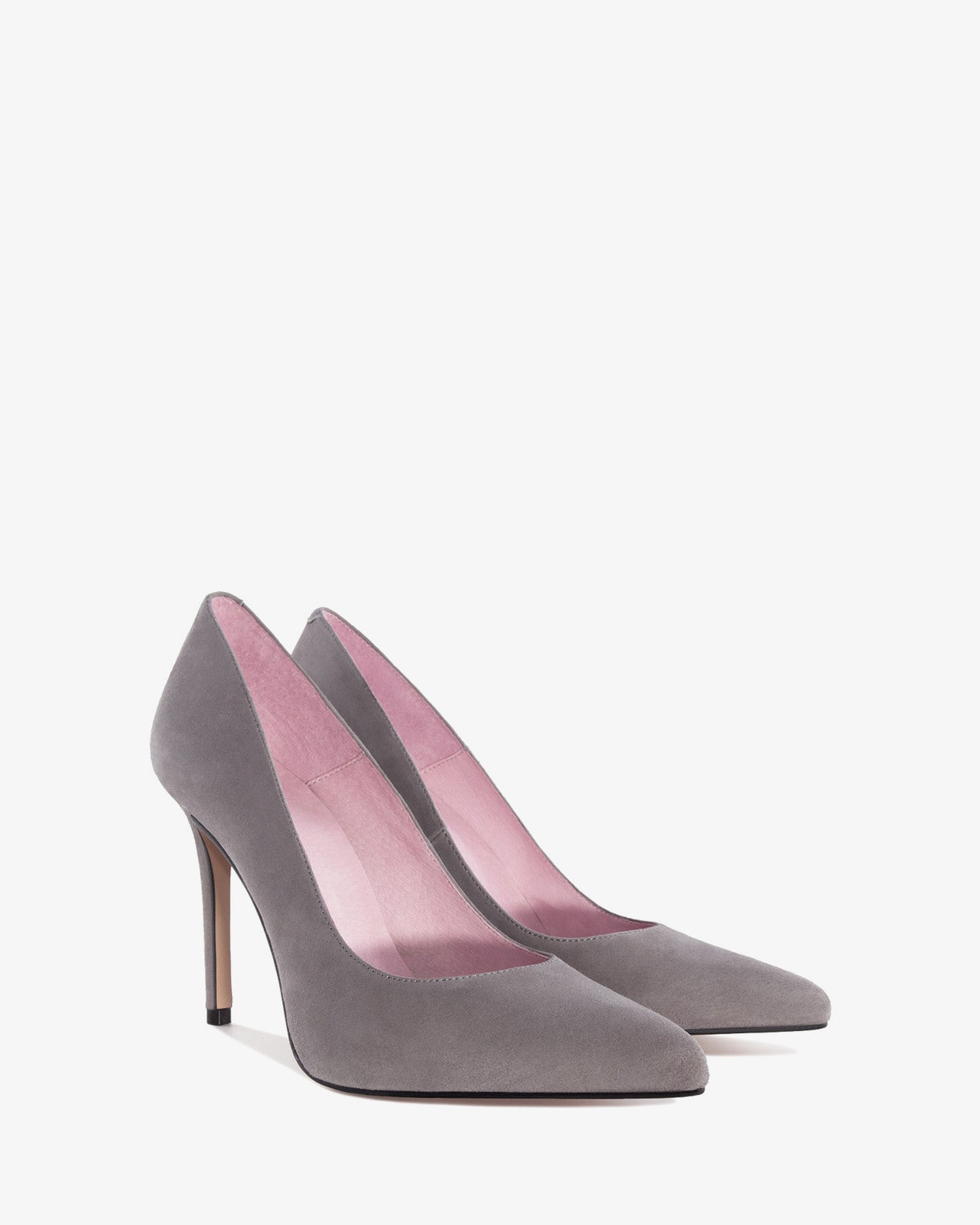 Scarpa con tacco in camoscio grigio