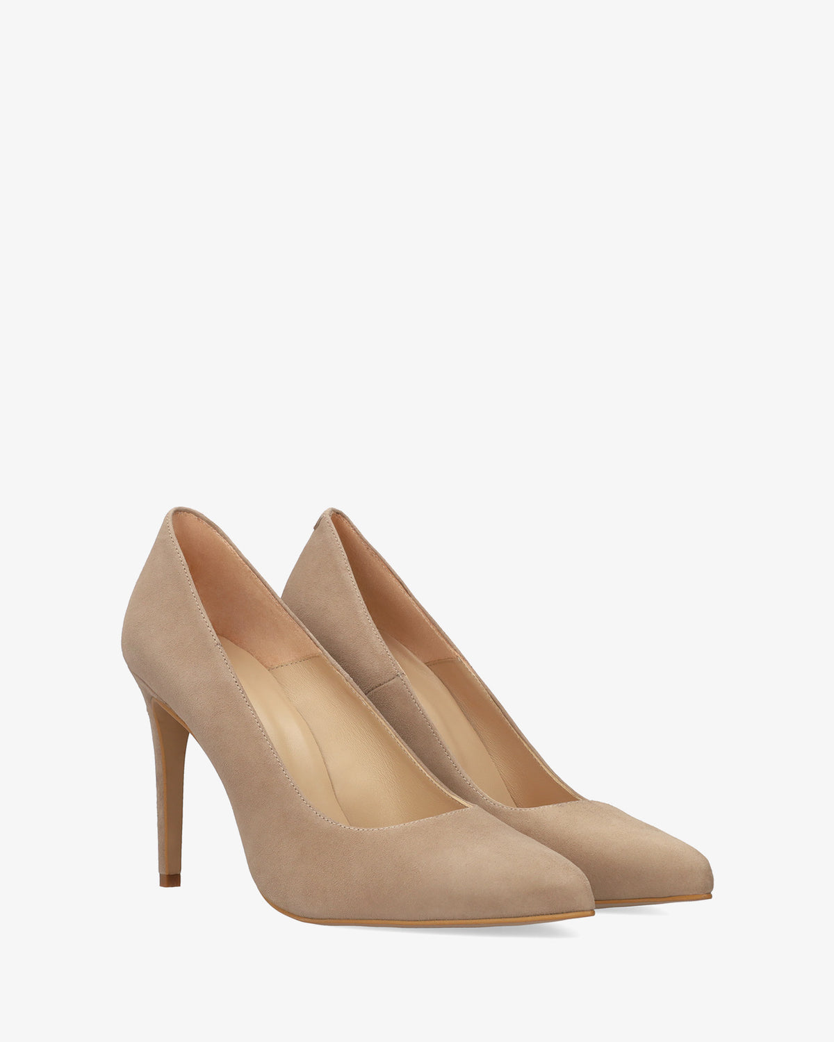 Scarpa con tacco in camoscio taupe