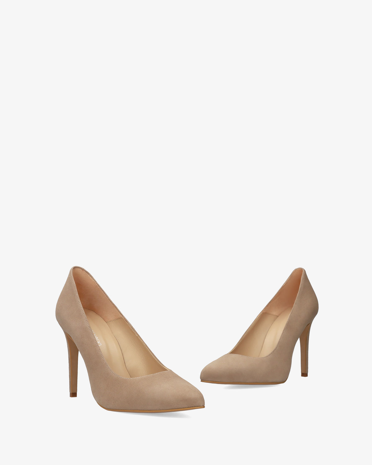 Scarpa con tacco in camoscio taupe