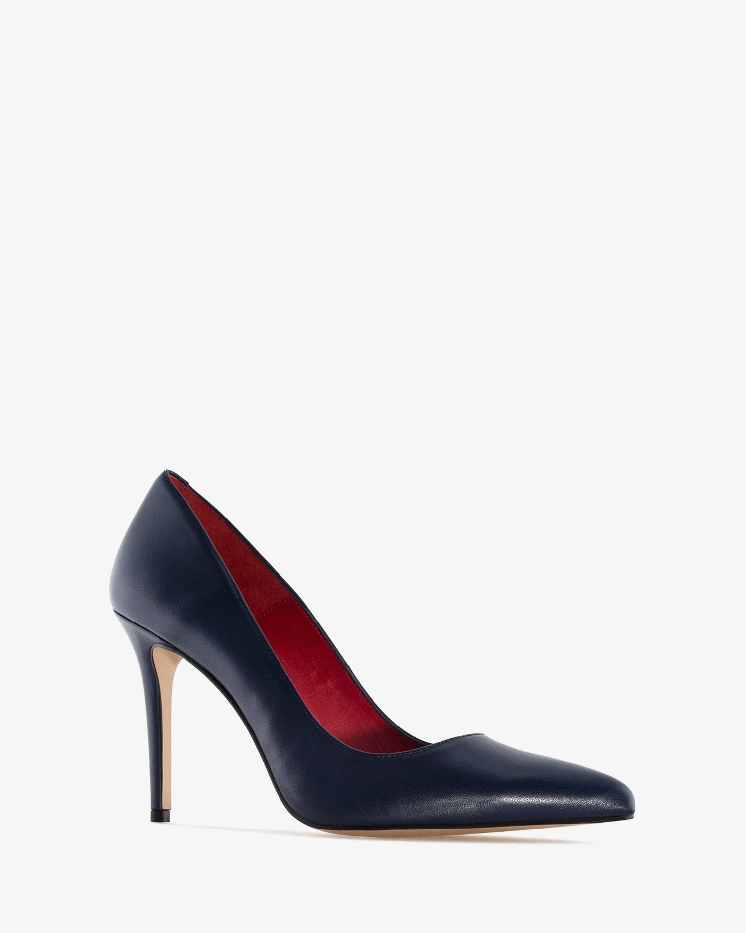 Scarpa con tacco in pelle nappa blu marino