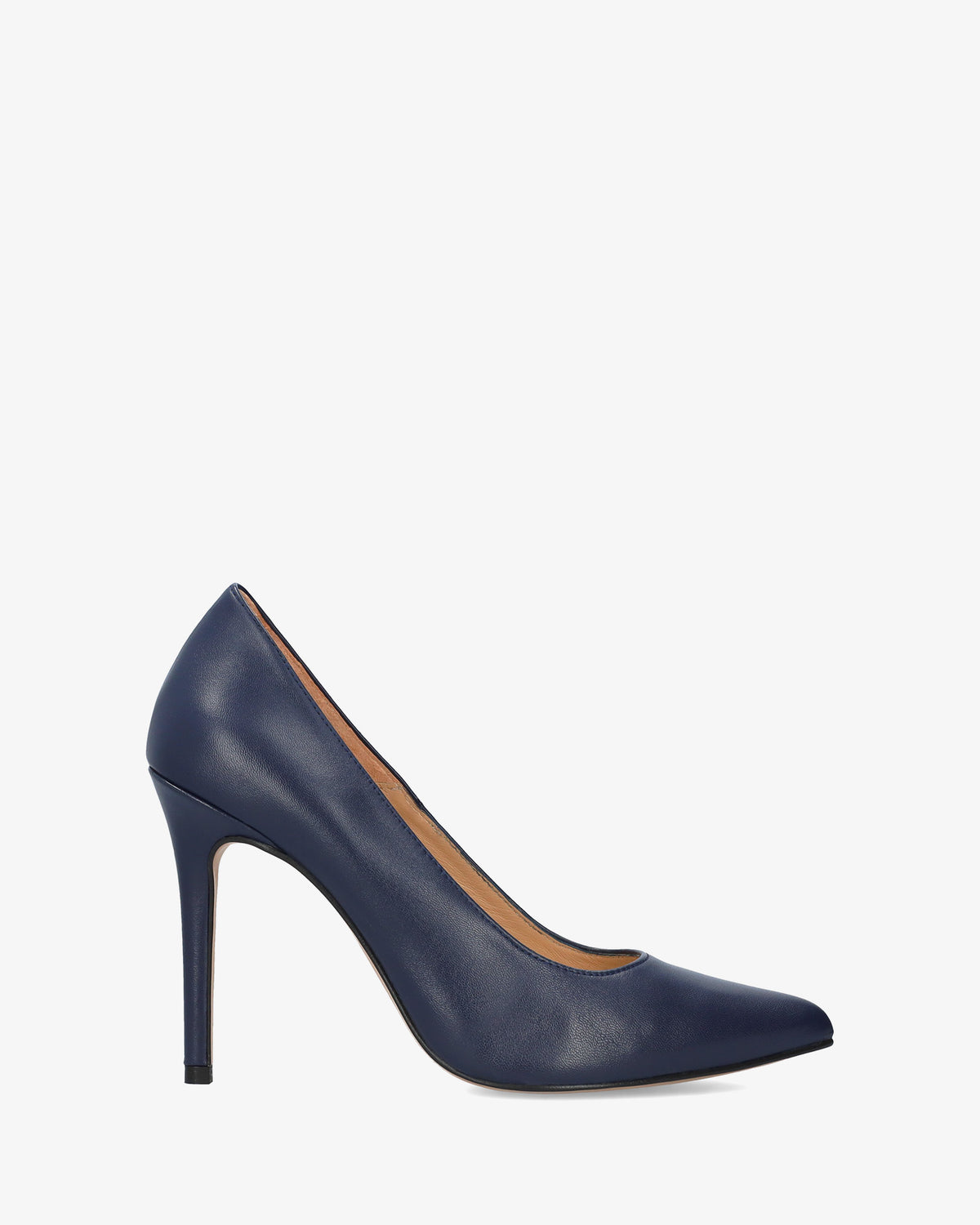 Scarpa con tacco in pelle nappa blu marino