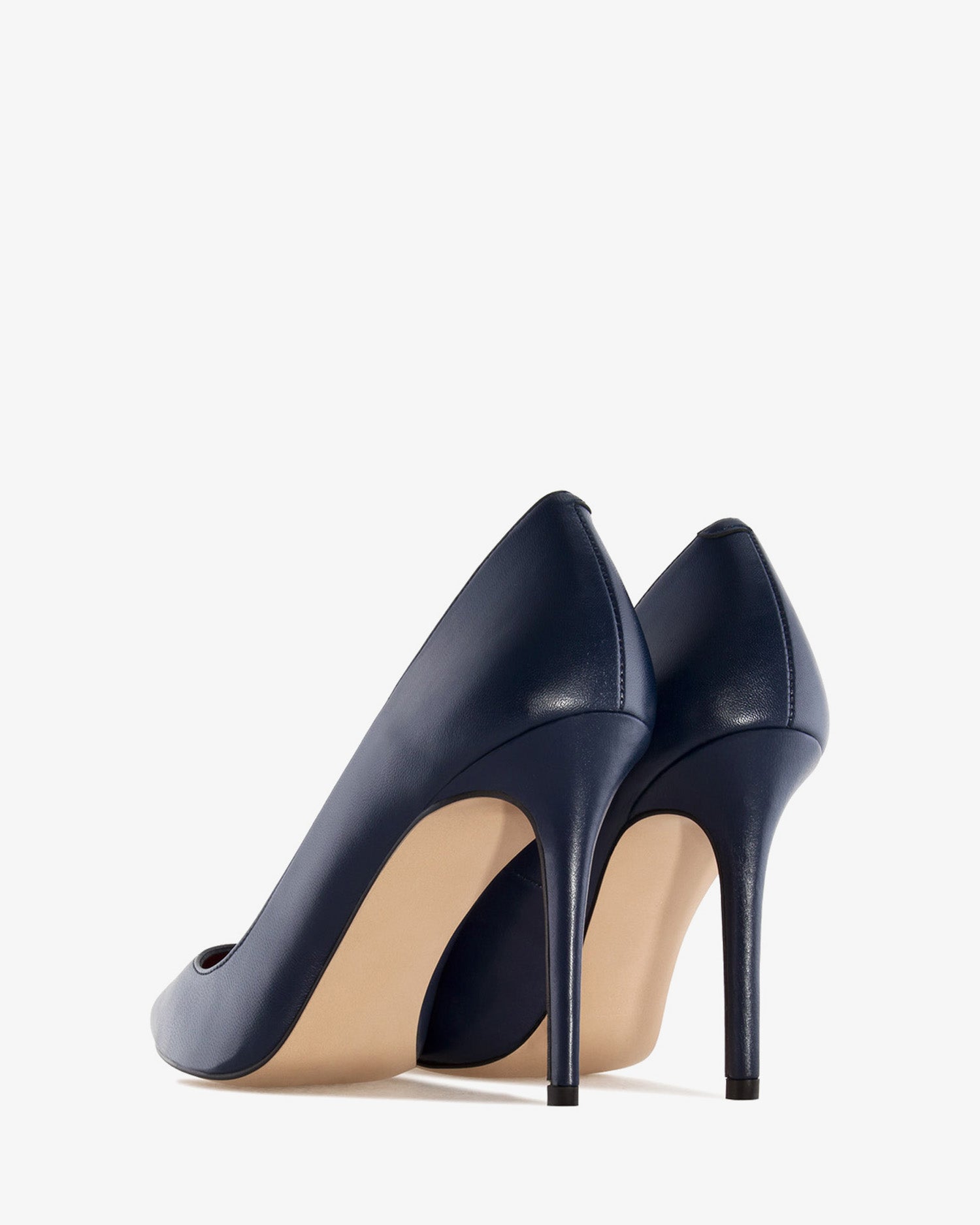 Scarpa con tacco in pelle nappa blu marino
