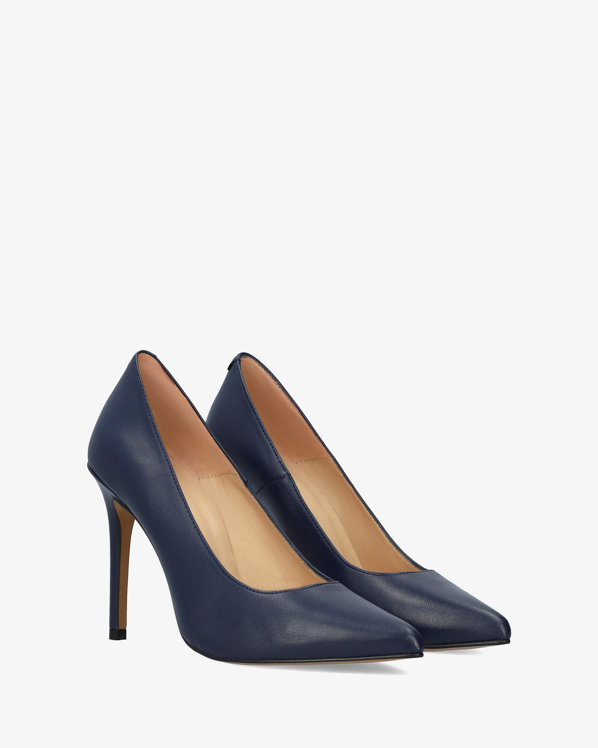 Scarpa con tacco in pelle nappa blu marino