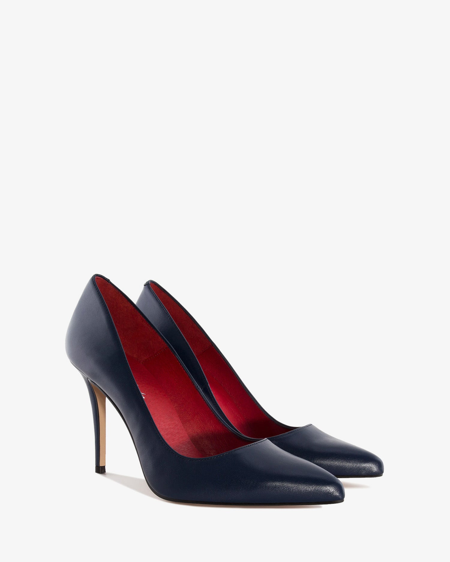 Scarpa con tacco in pelle nappa blu marino