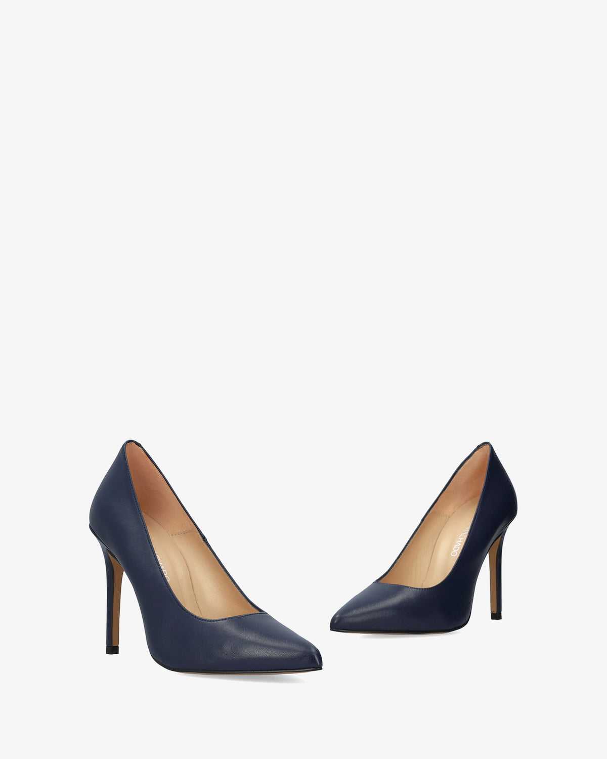 Scarpa con tacco in pelle nappa blu marino