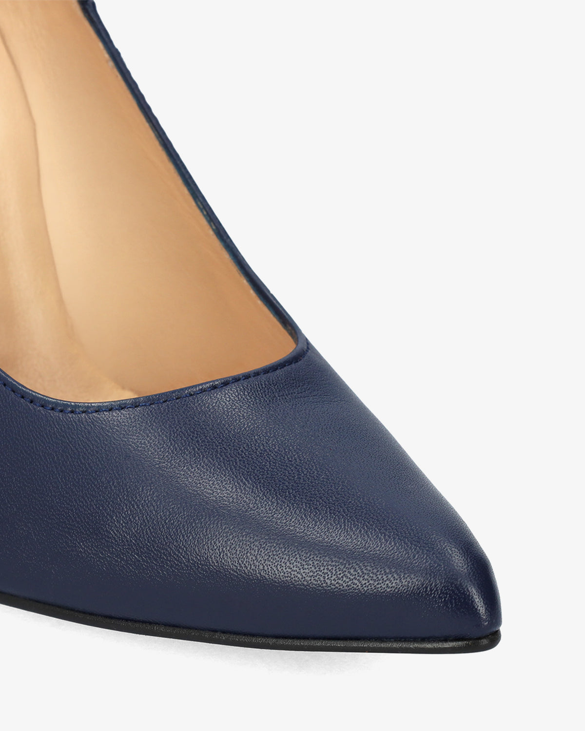 Scarpa con tacco in pelle nappa blu marino
