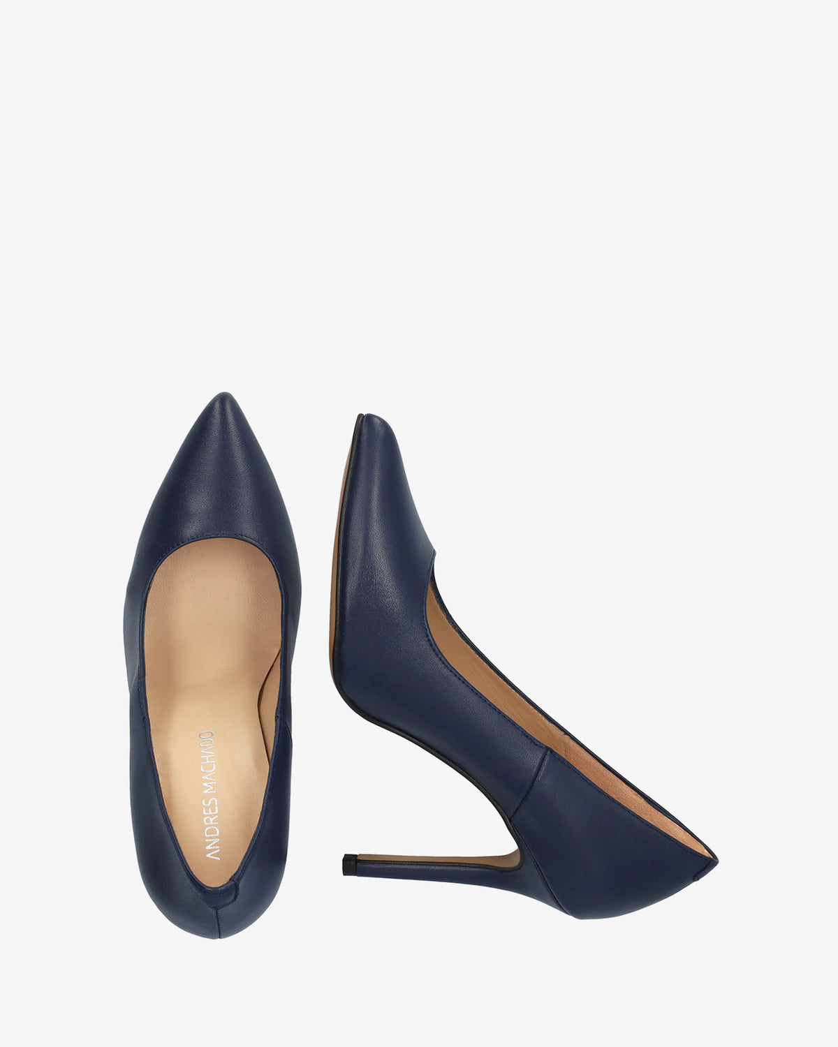 Scarpa con tacco in pelle nappa blu marino