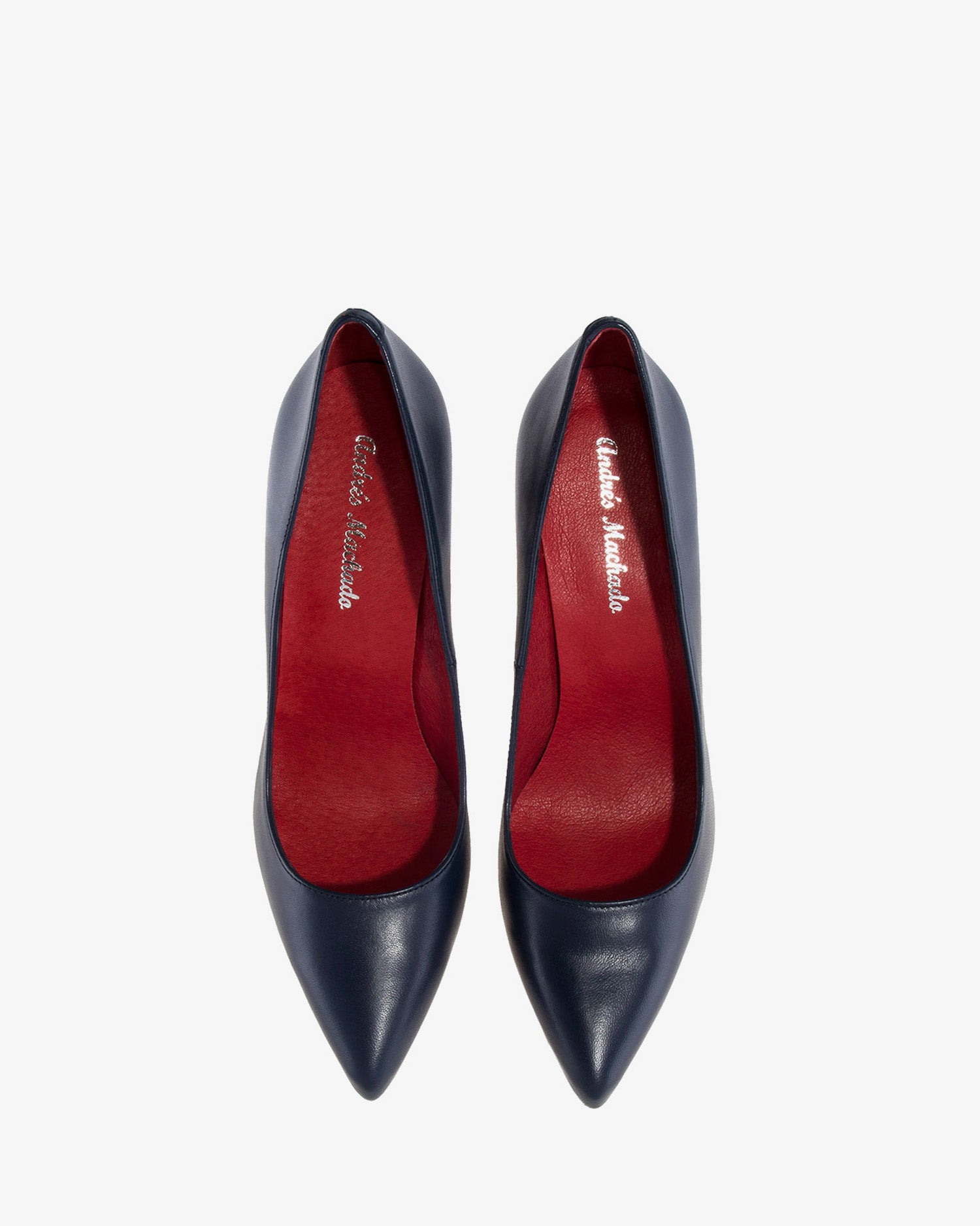 Scarpa con tacco in pelle nappa blu marino