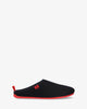 Spring/ summer unisex slippers in black mesh with red outsole