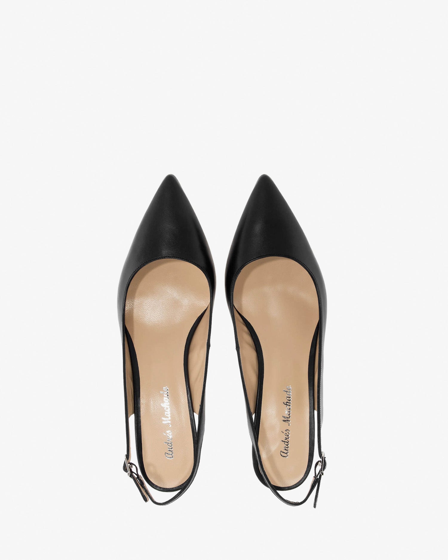 Fine toe slingback shoes in black leather