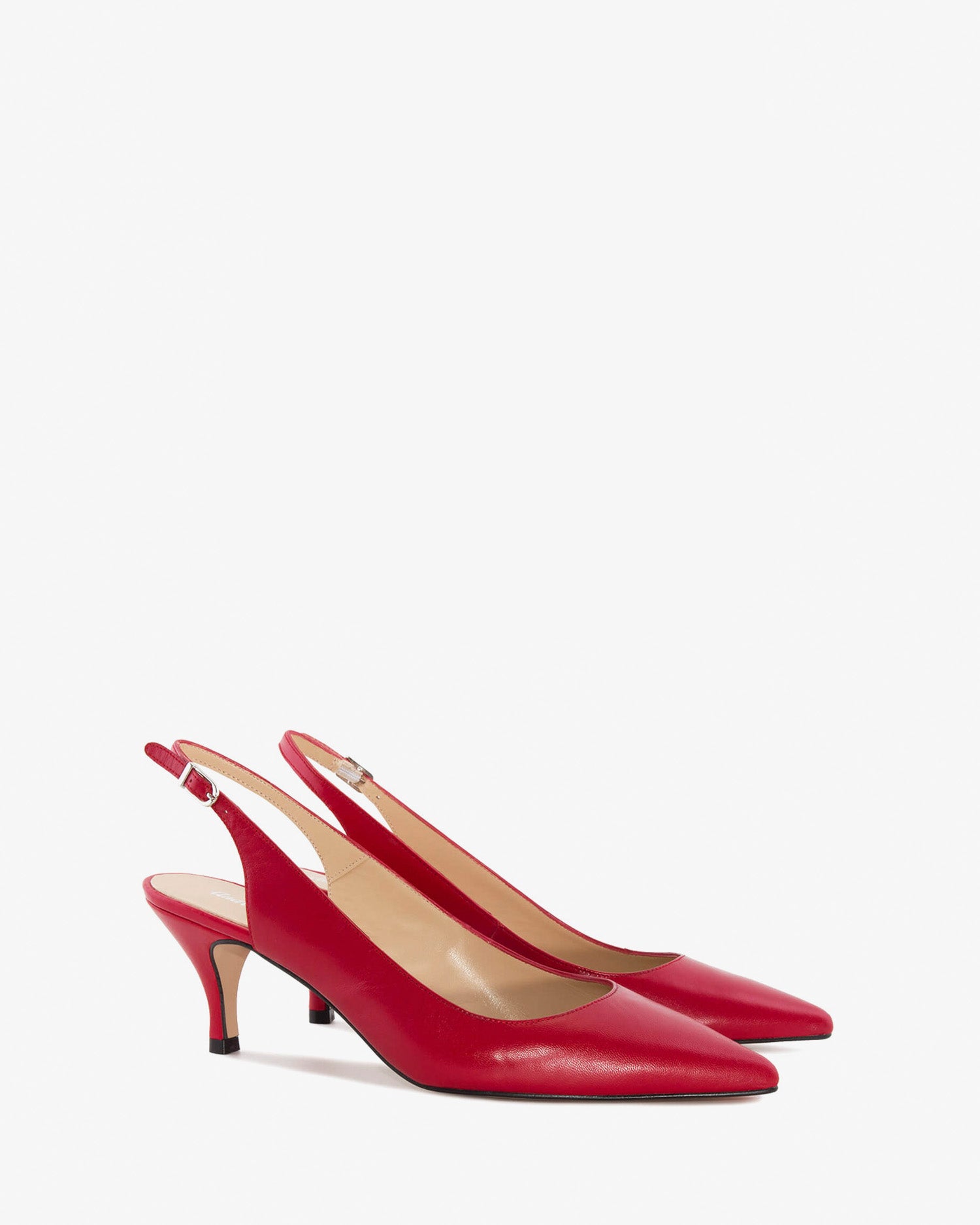 Fine toe slingback shoes in red leather