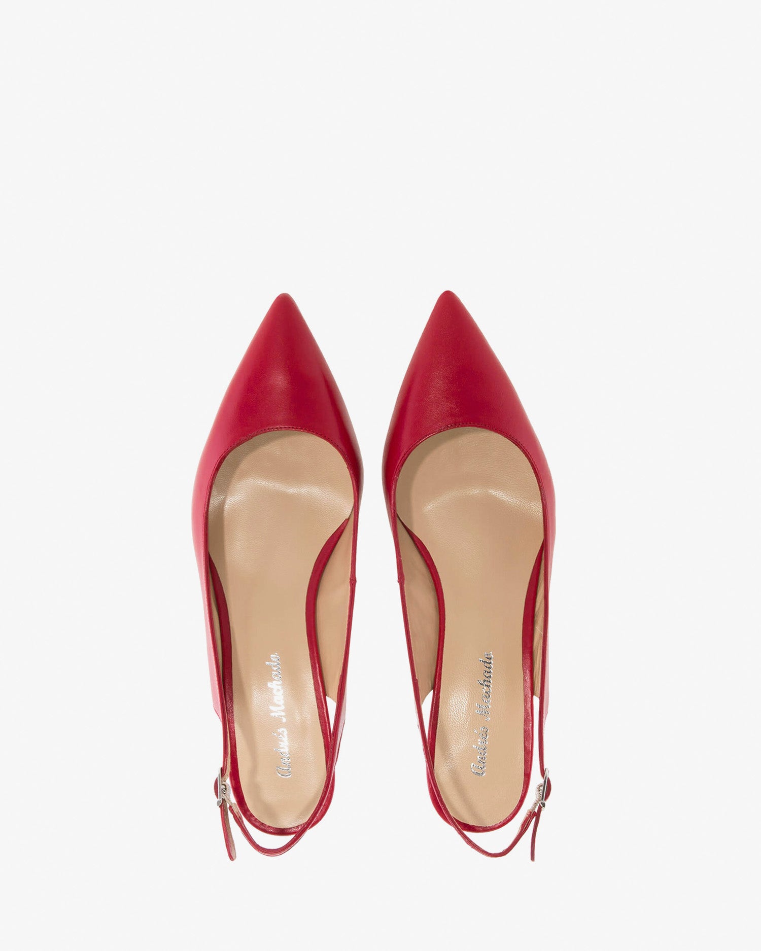 Fine toe slingback shoes in red leather