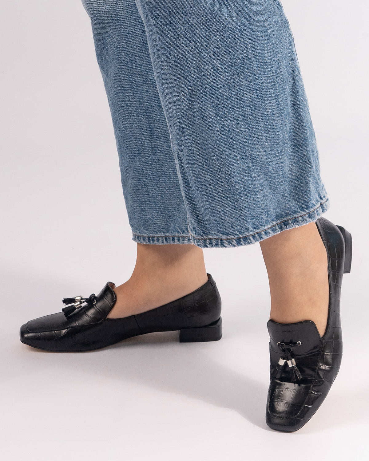 Mocasín piel coco negro