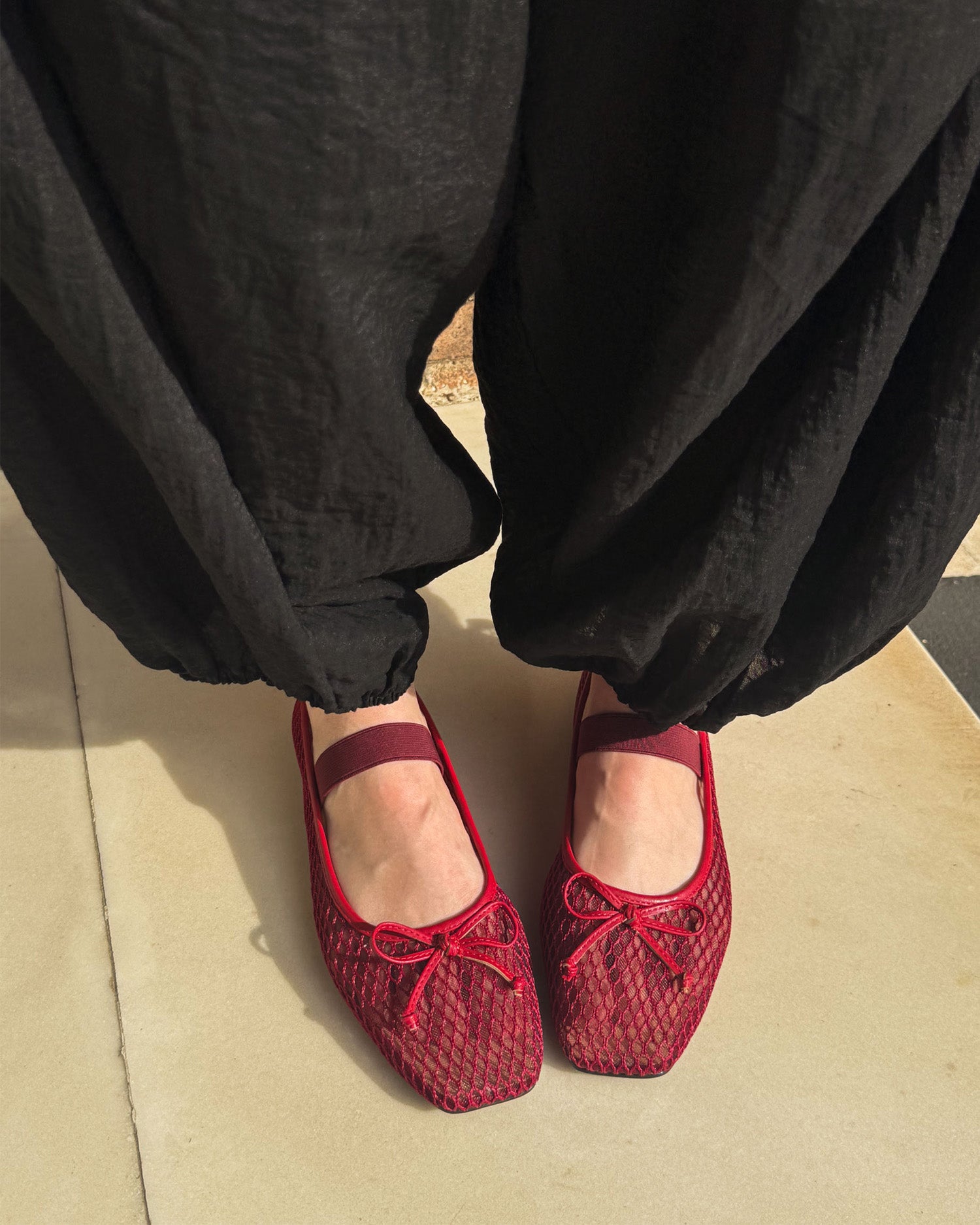 Ballerines plates en maille crème