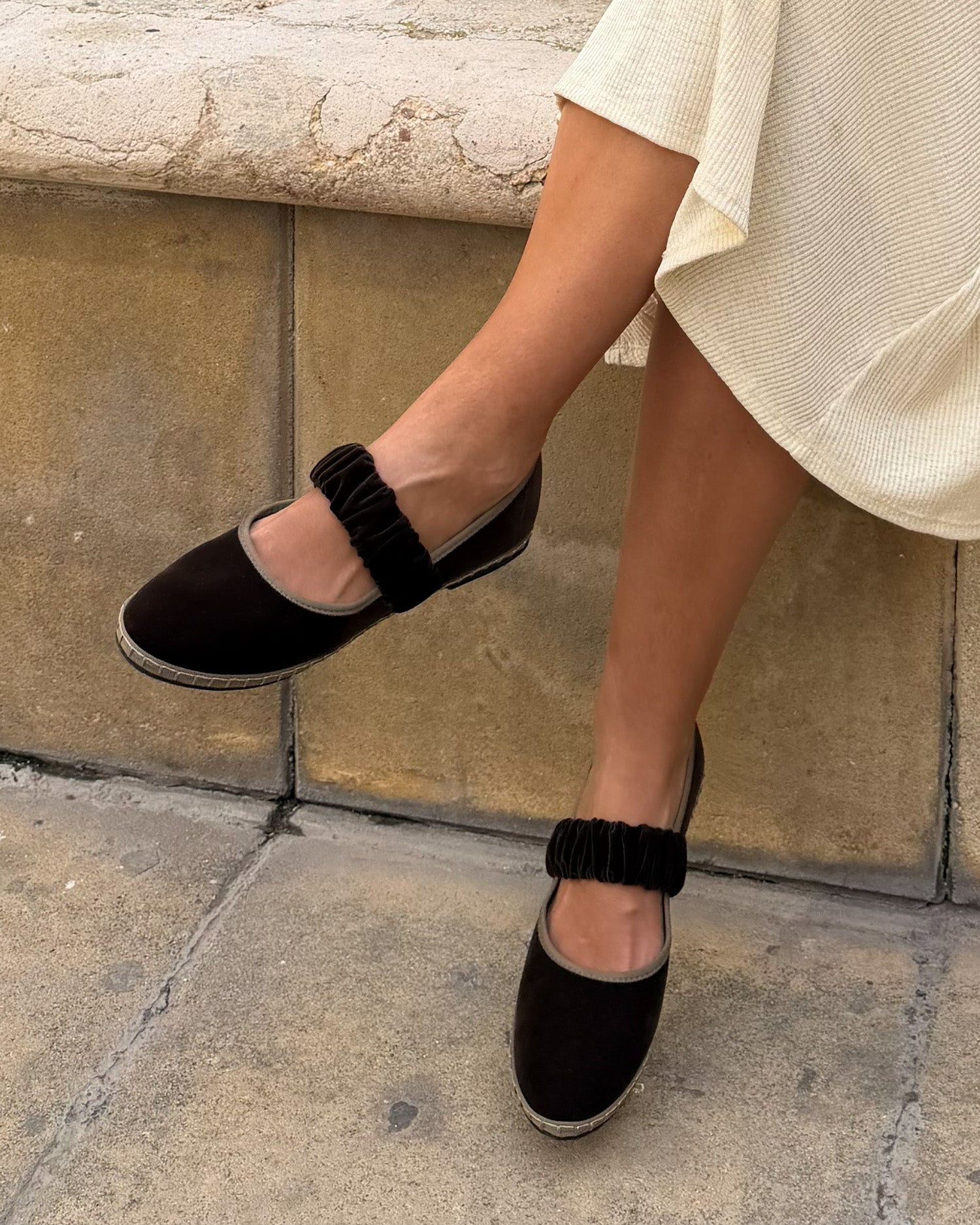 Espresso velvet ballet flats 