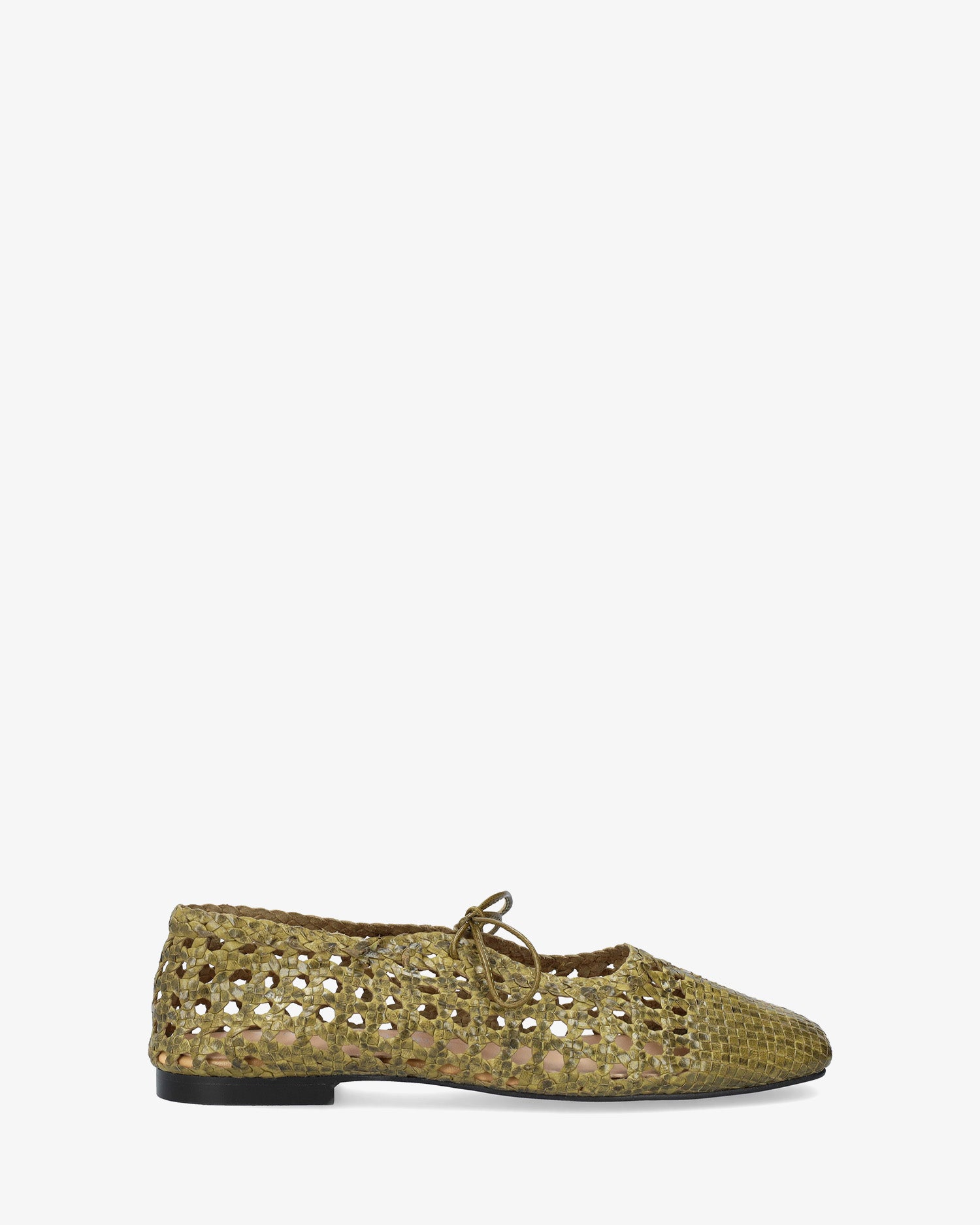 Ballerina piatta in rete colore kaki
