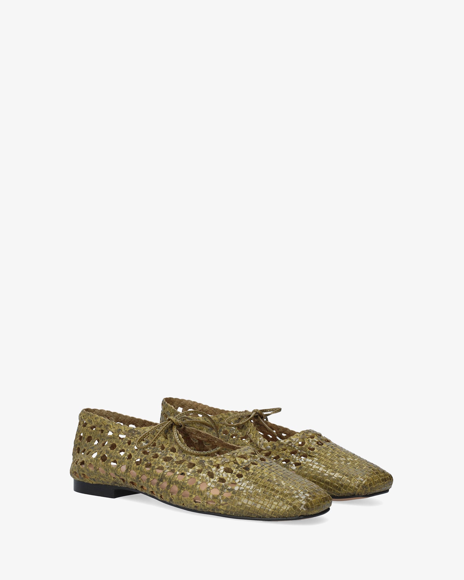 Ballerina piatta in rete colore kaki
