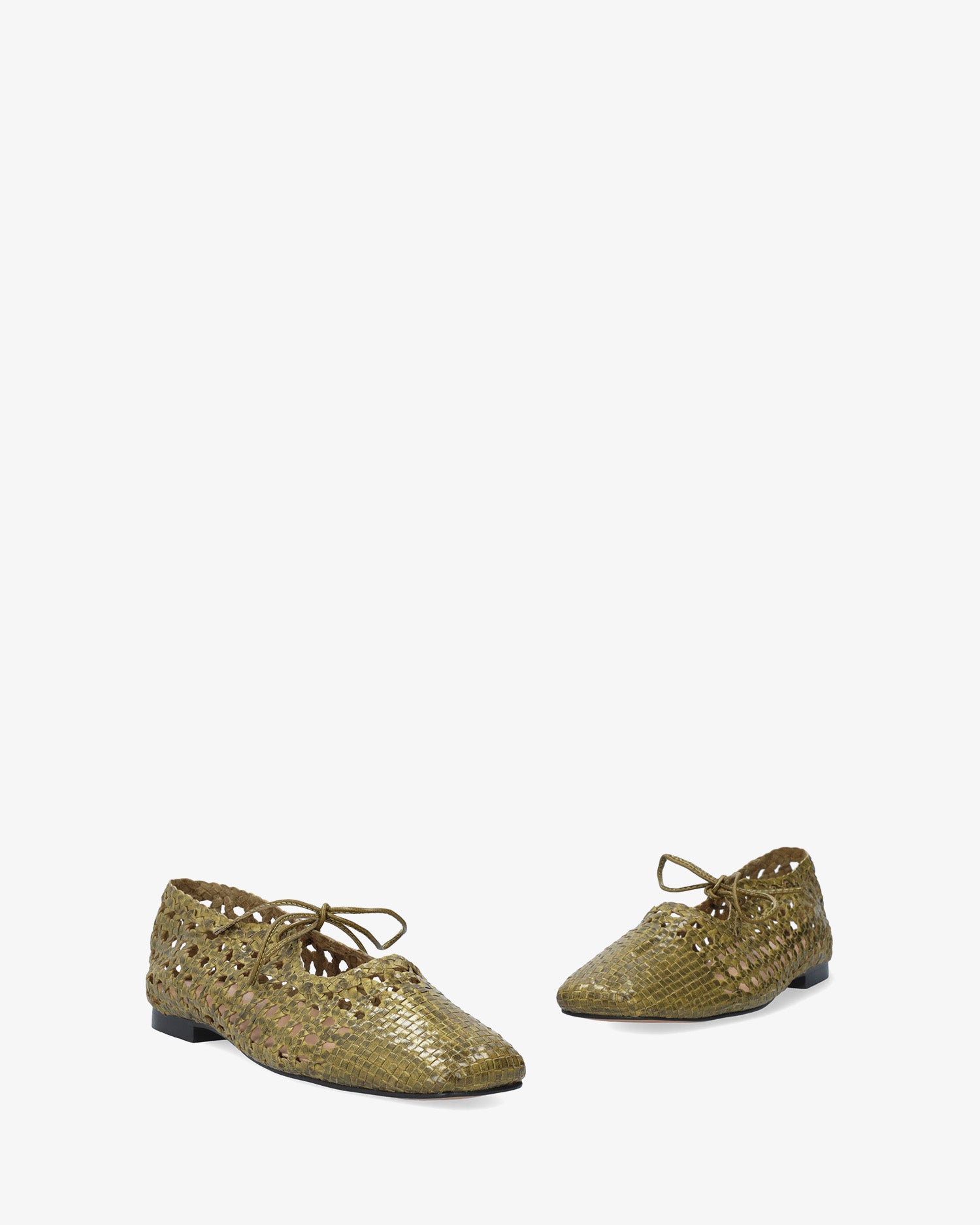 Ballerina piatta in rete colore kaki
