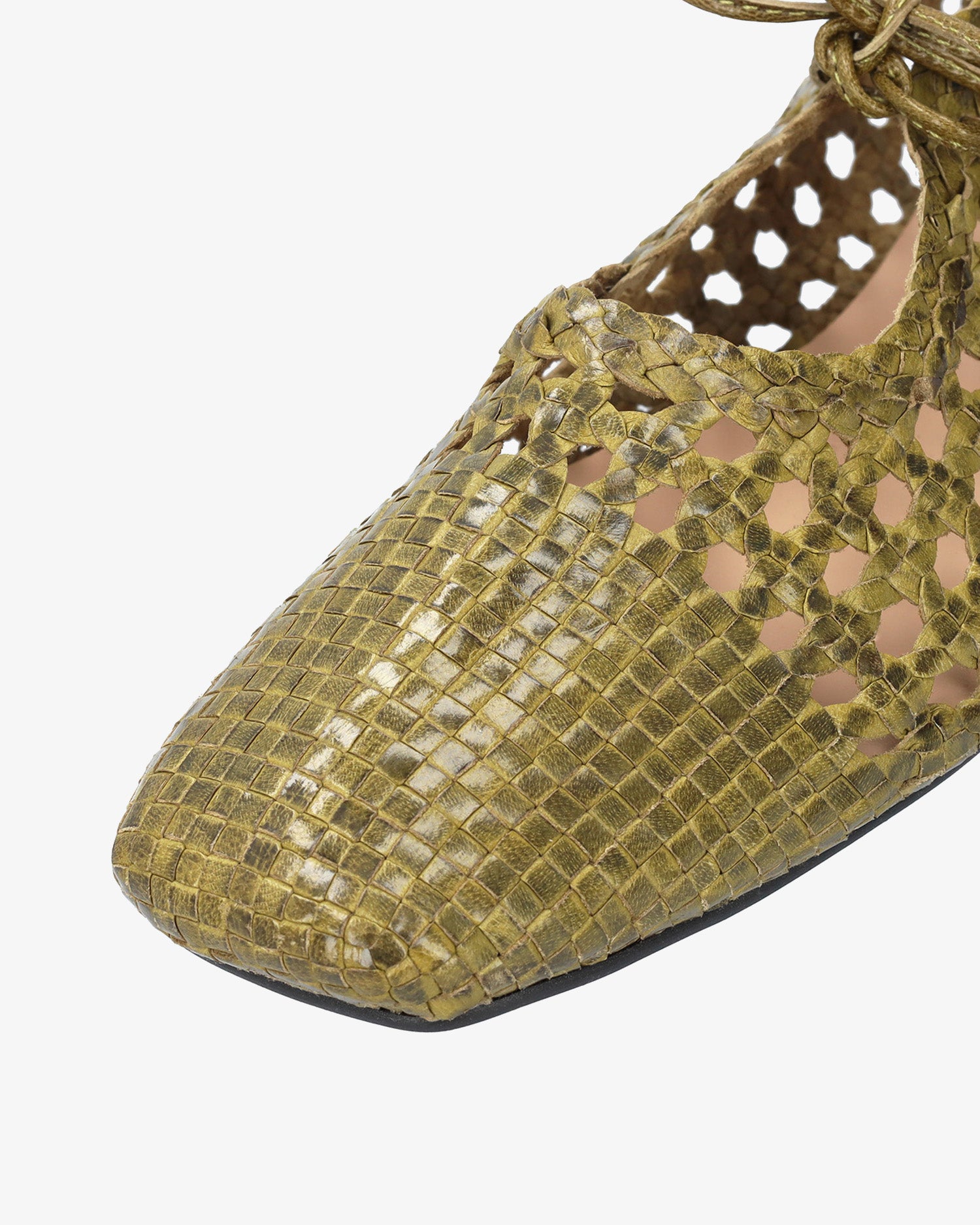 Ballerina piatta in rete colore kaki
