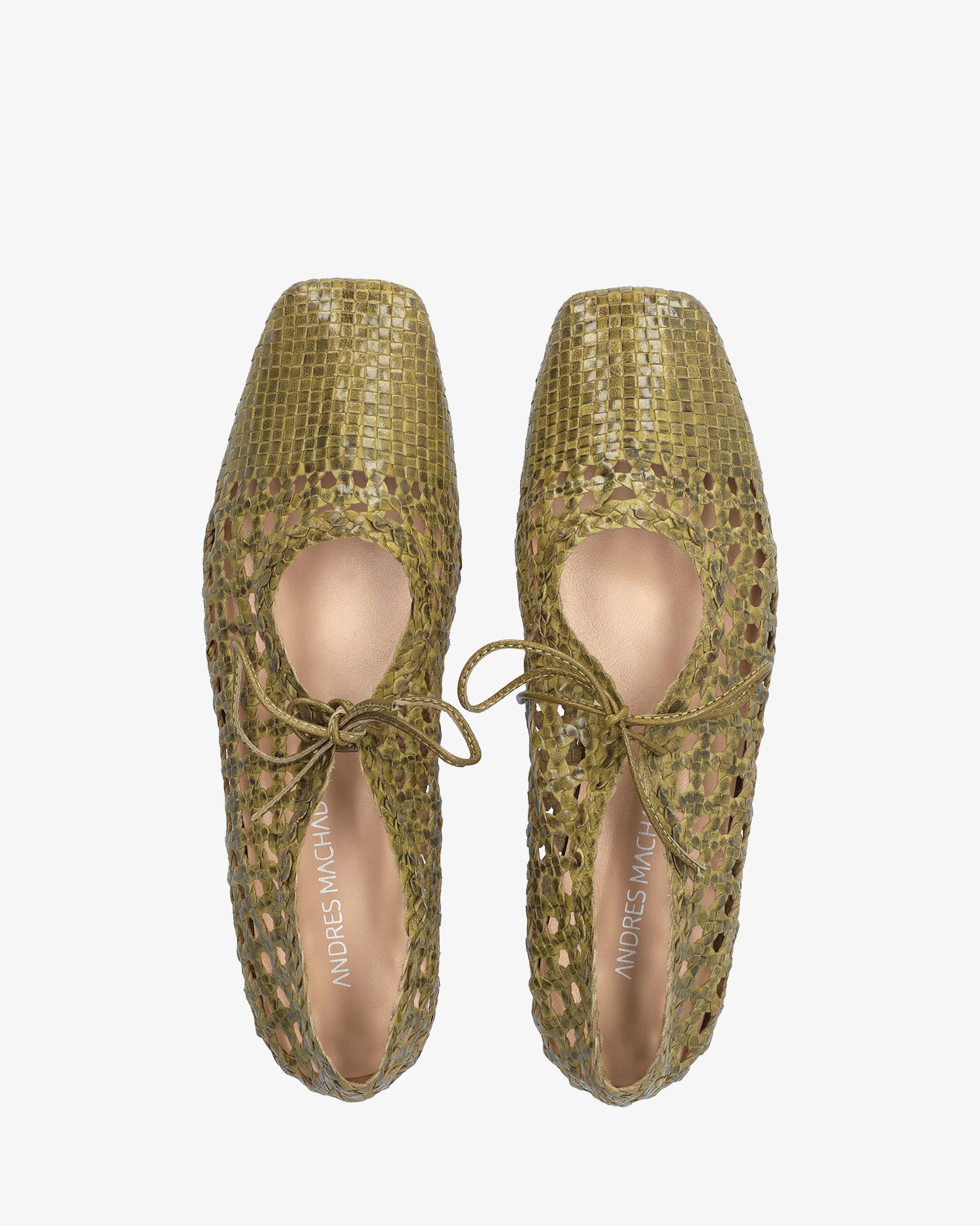 Ballerina piatta in rete colore kaki
