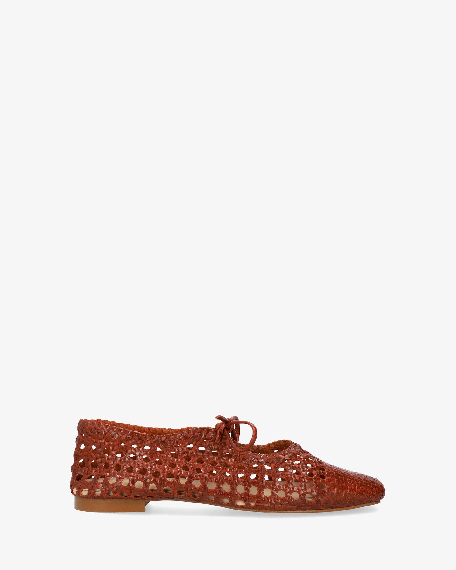 Ballerine plate en maille couleur marron
