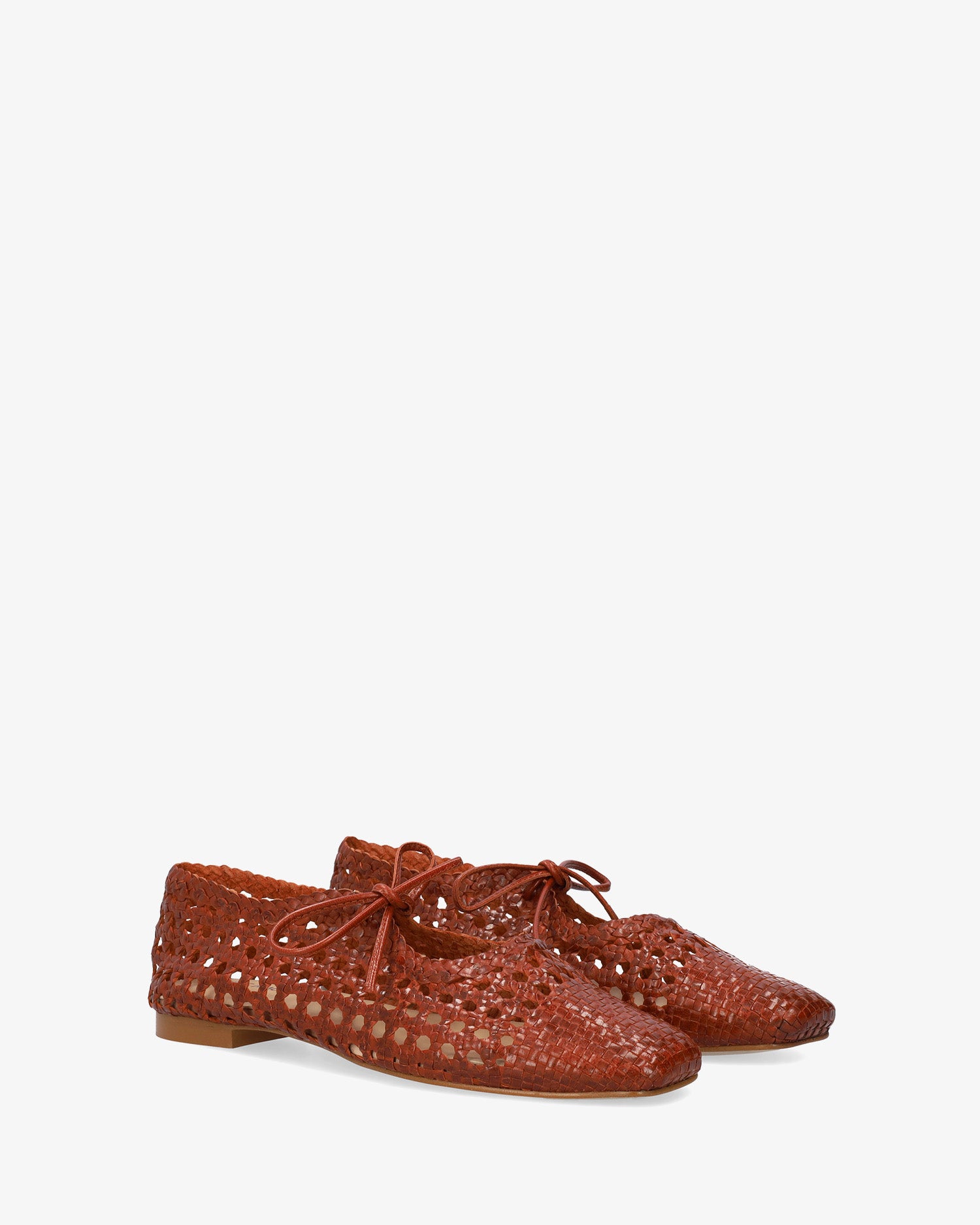 Ballerine plate en maille couleur marron
