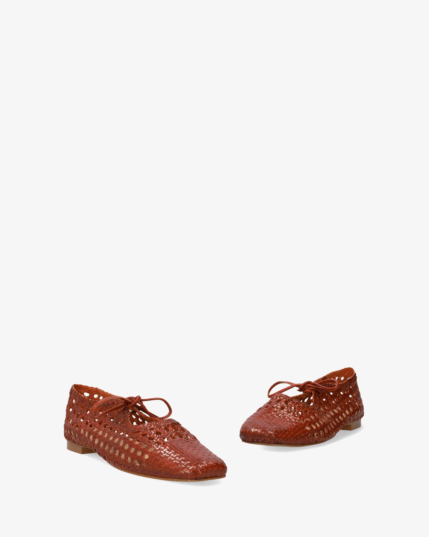 Ballerine plate en maille couleur marron

