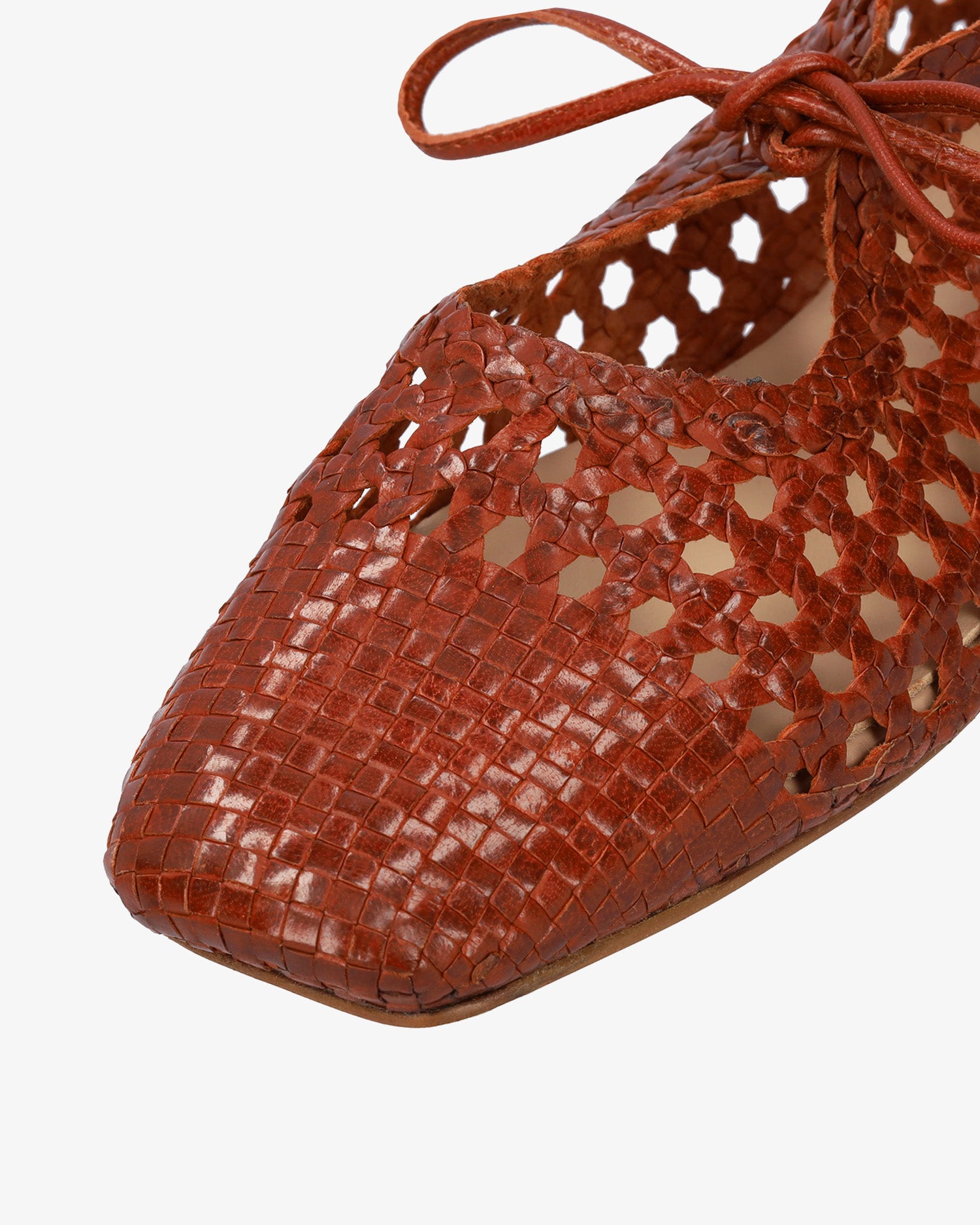 Ballerine plate en maille couleur marron
