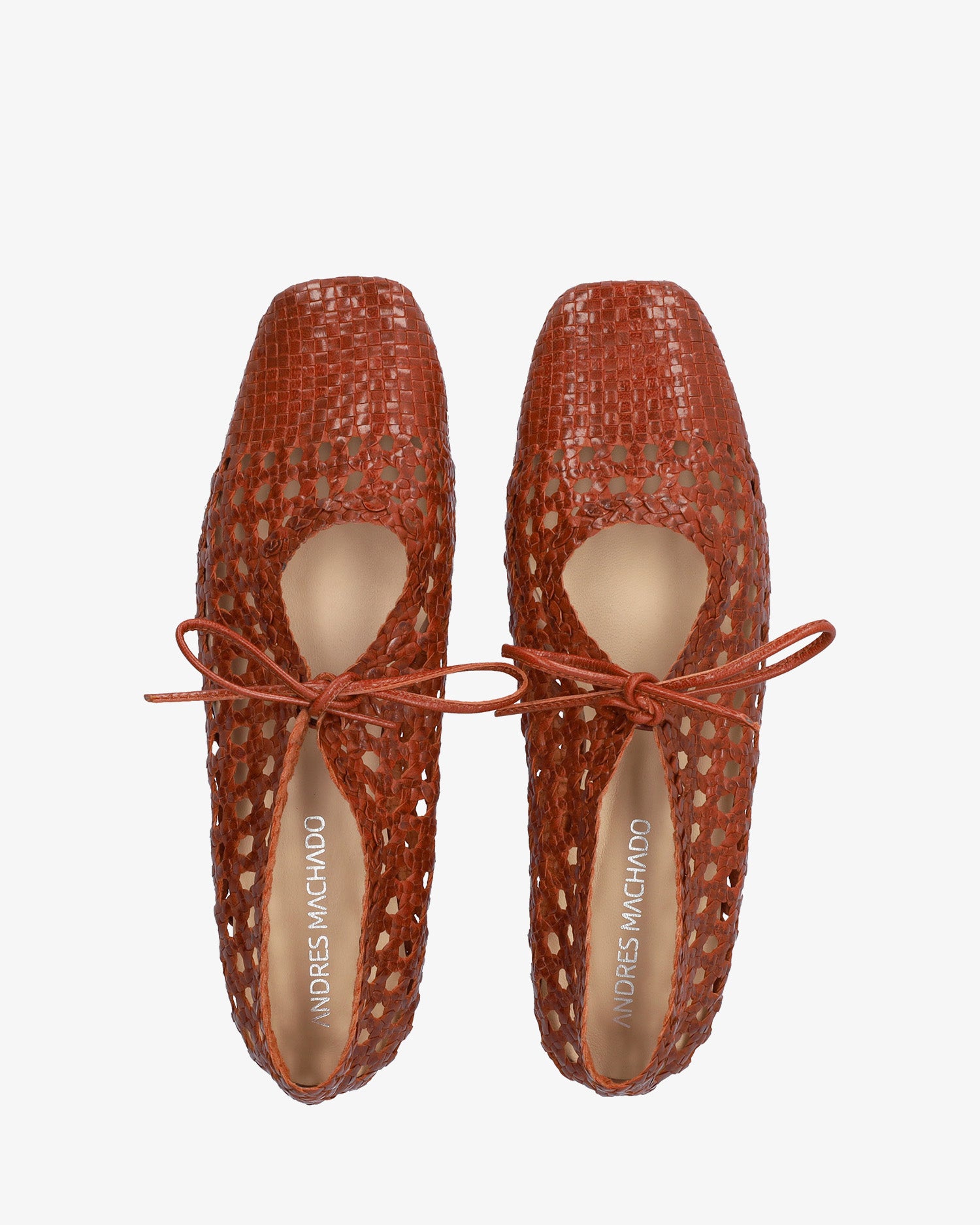 Ballerine plate en maille couleur marron
