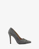 Crossover stilettos in grey suede leather