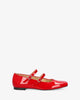 Red patent leather ballerina flats