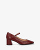 Mary-Jane-Pumps aus Leder mit Absatz burgunder