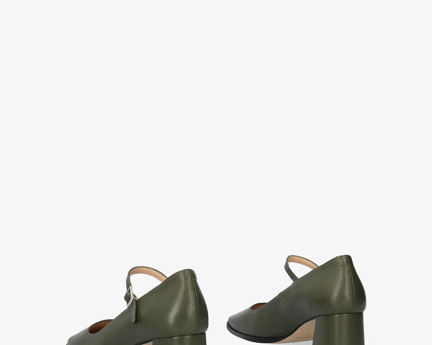 Salón Mary Jane con tacón de piel kaki