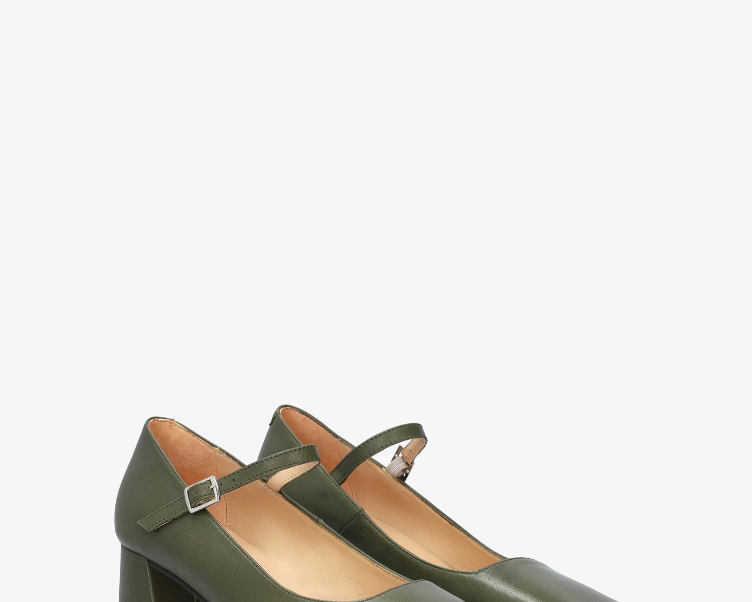 Salón Mary Jane con tacón de piel kaki