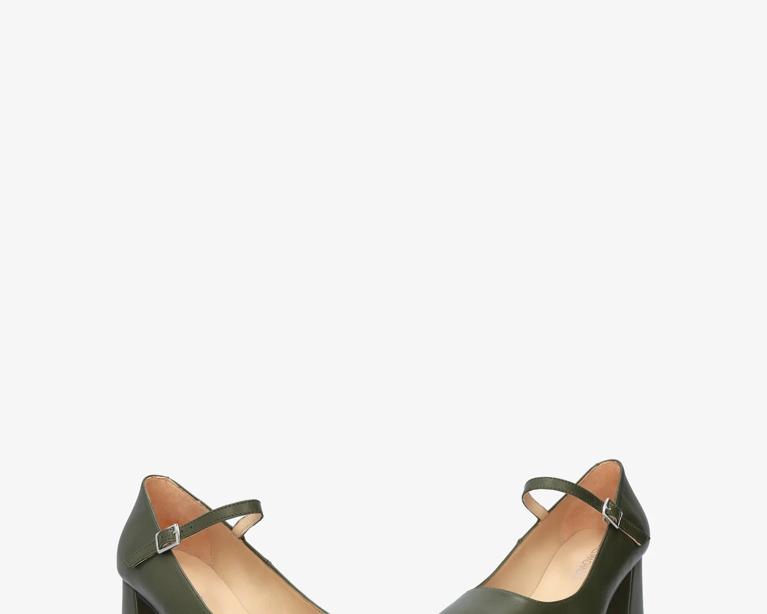 Salón Mary Jane con tacón de piel kaki