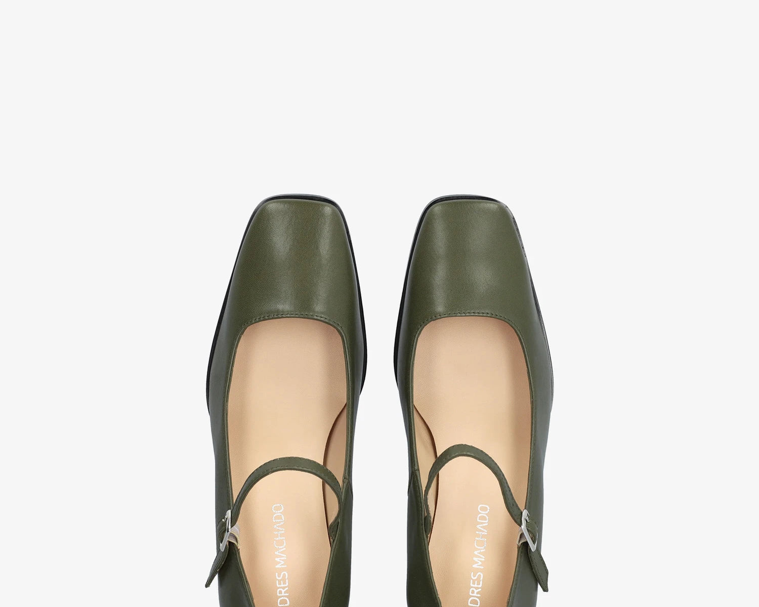 Salón Mary Jane con tacón de piel kaki
