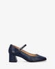 Mary-Jane-Pumps aus Leder mit Absatz marineblau