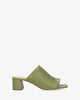 Mule na obcasie skórzane khaki