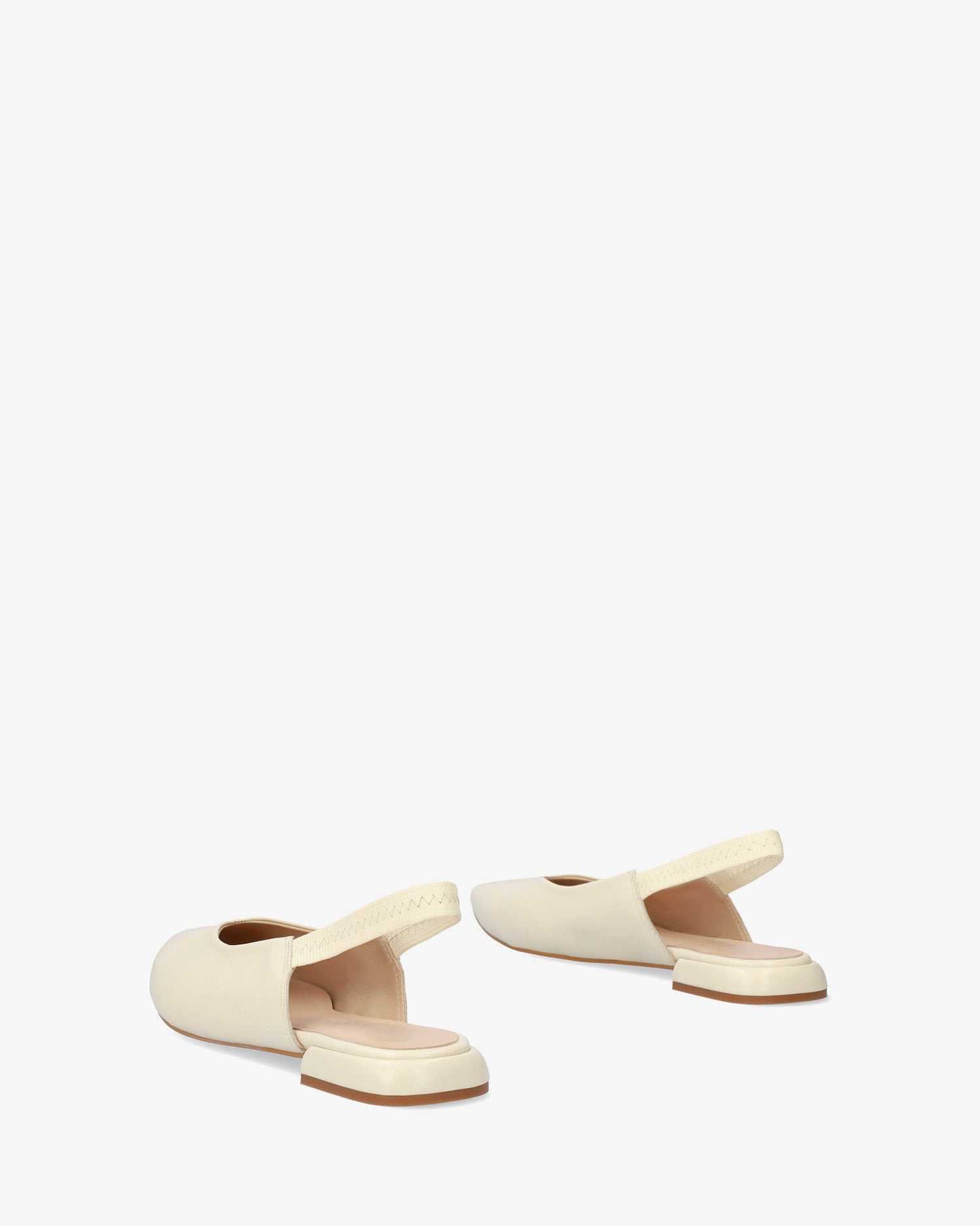 Flache Slingback-Ballerina aus Leder in creme