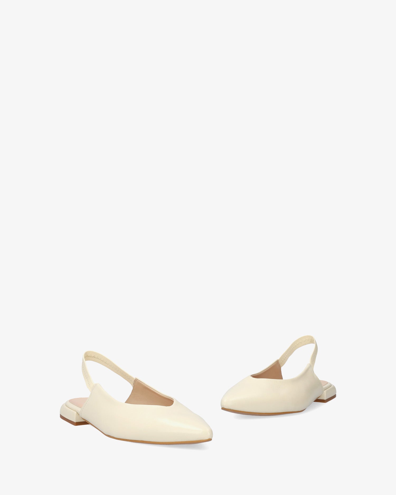 Flache Slingback-Ballerina aus Leder in creme