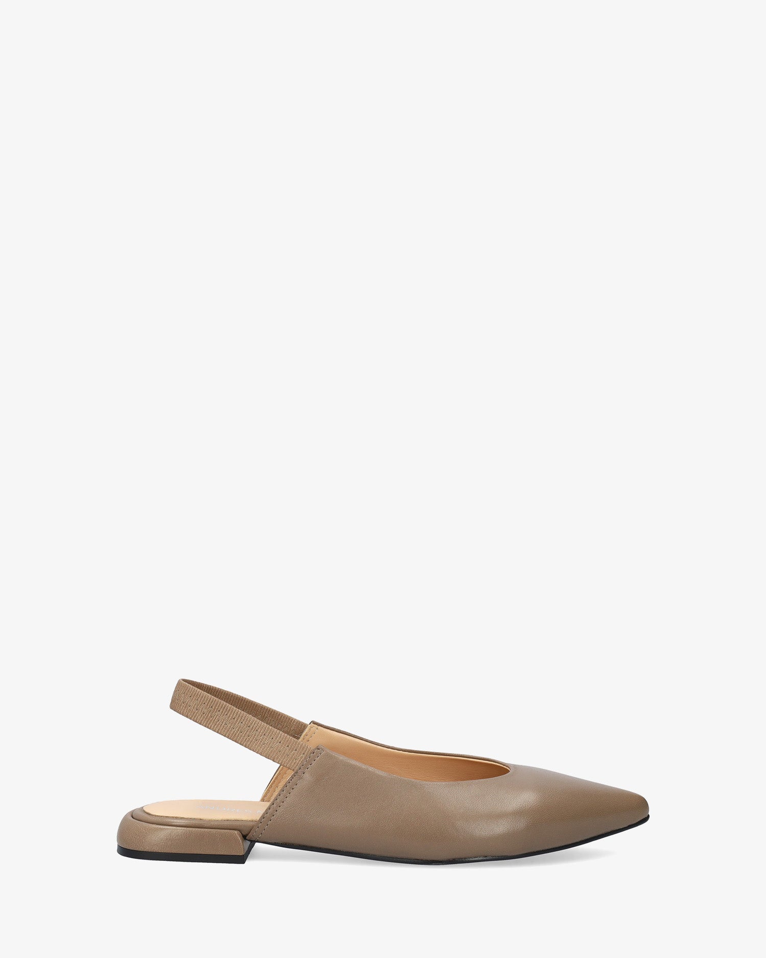 Ballerina piatta slingback in pelle taupe

