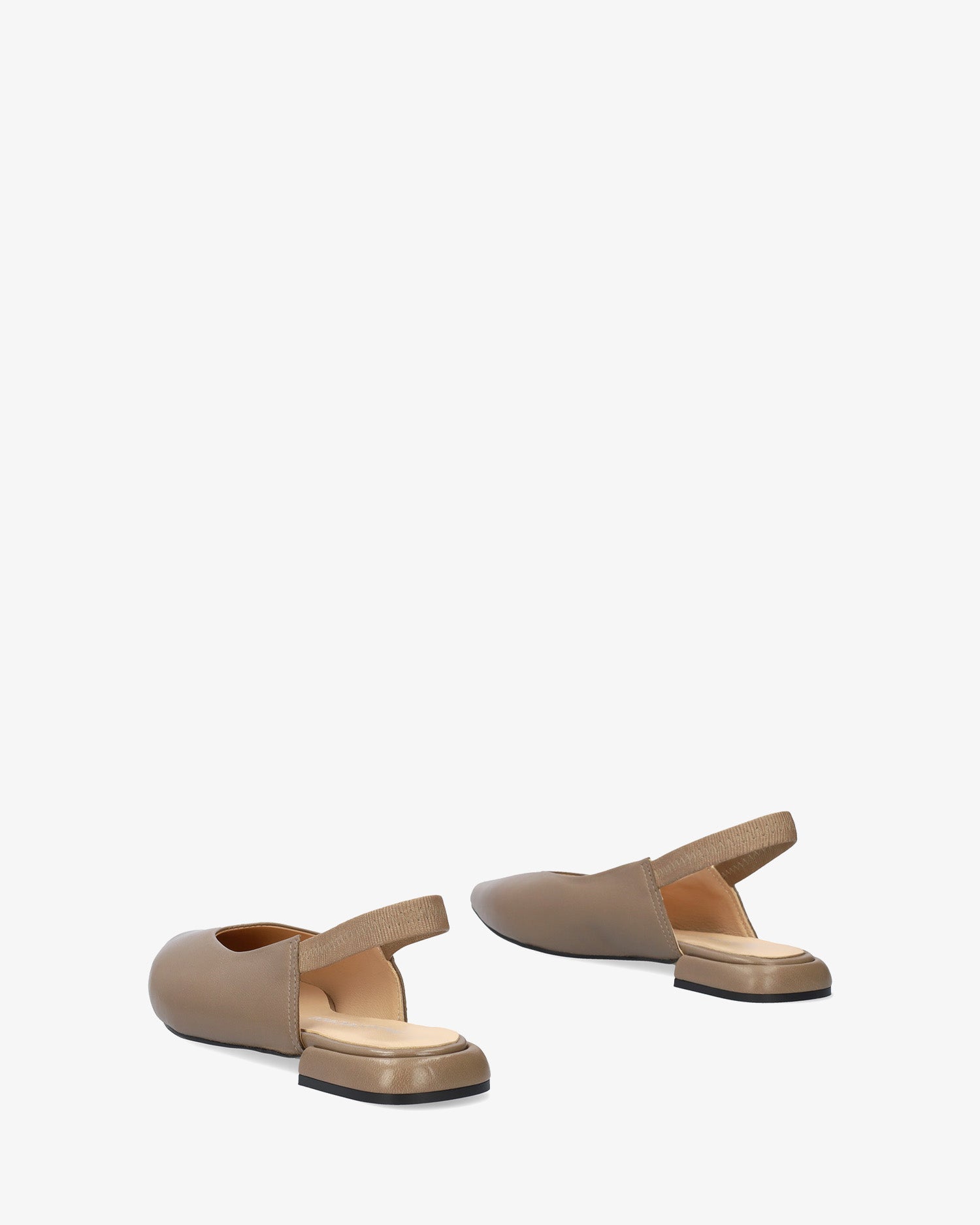 Ballerina piatta slingback in pelle taupe
